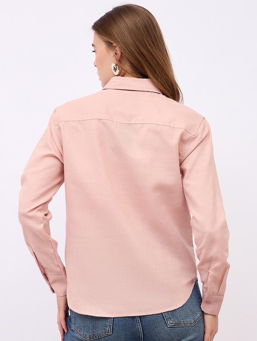 women solid collared long sleeves shirt - 21725357 - Standard Image - 2