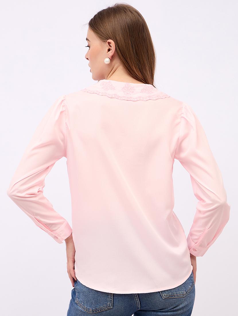women lace detailed peter pan neck shirt - 21725366 - Standard Image - 2