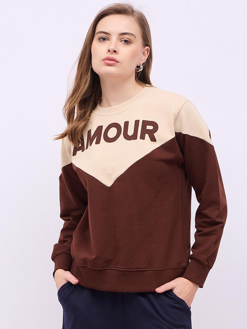 women color blocked long sleeves sweatshirt - 21725371 - Zoom Image - 0