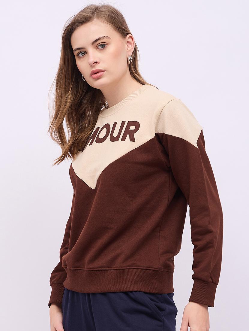 women color blocked long sleeves sweatshirt - 21725371 - Standard Image - 2