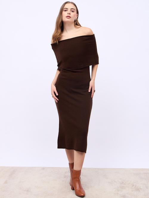 women solid off shoulder bodycon dress - 21725380 -  Standard Image - 0