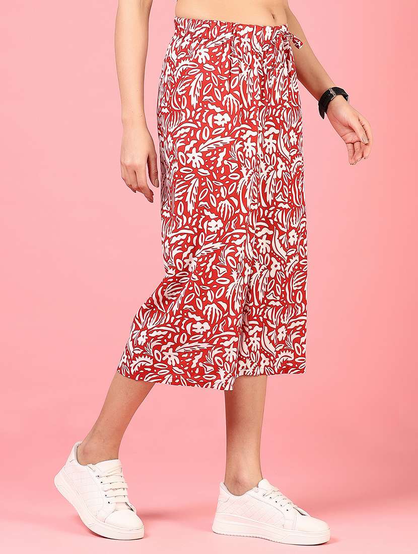 women printed mid rise culottes - 21725634 - Standard Image - 2