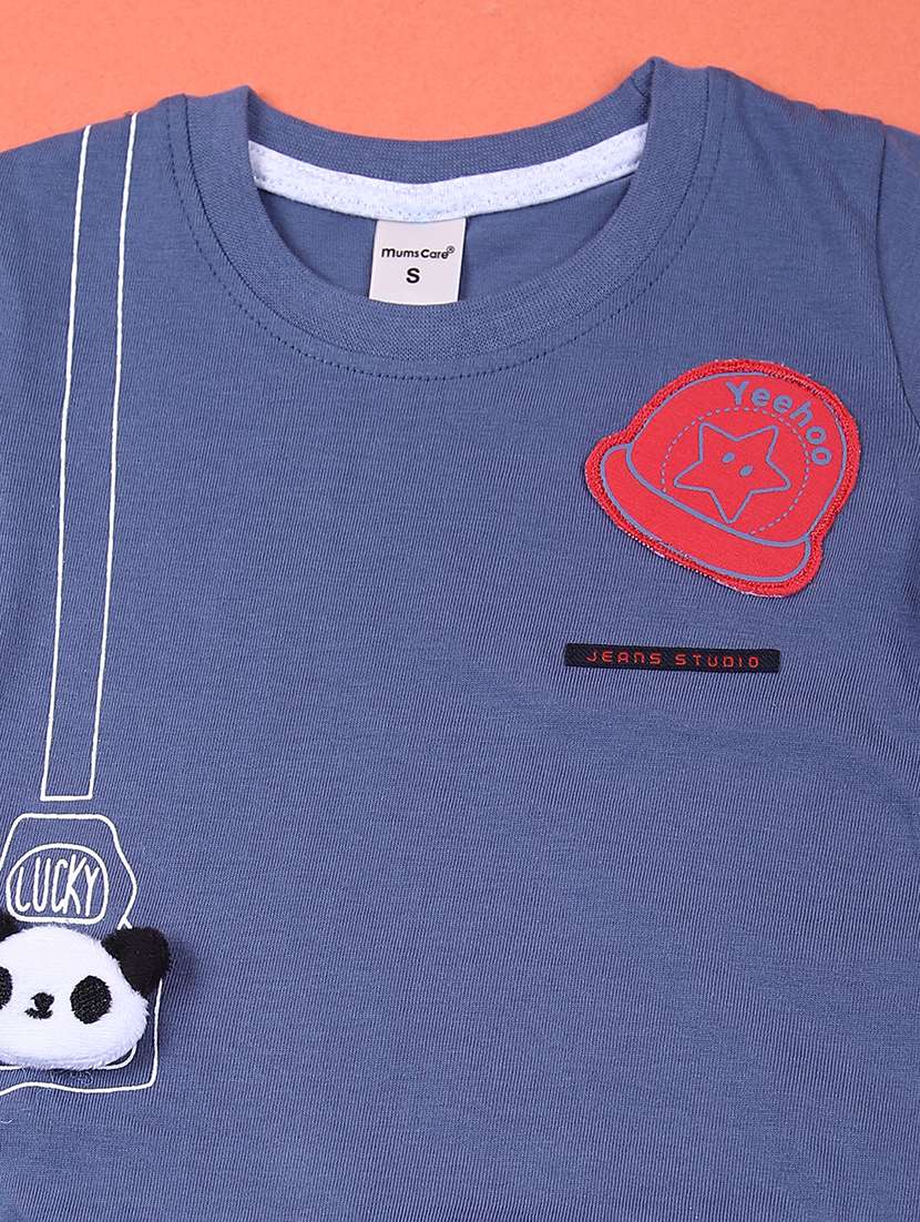 boys printed t-shirt & shorts casual wear set - 21725641 -  Standard Image - 2