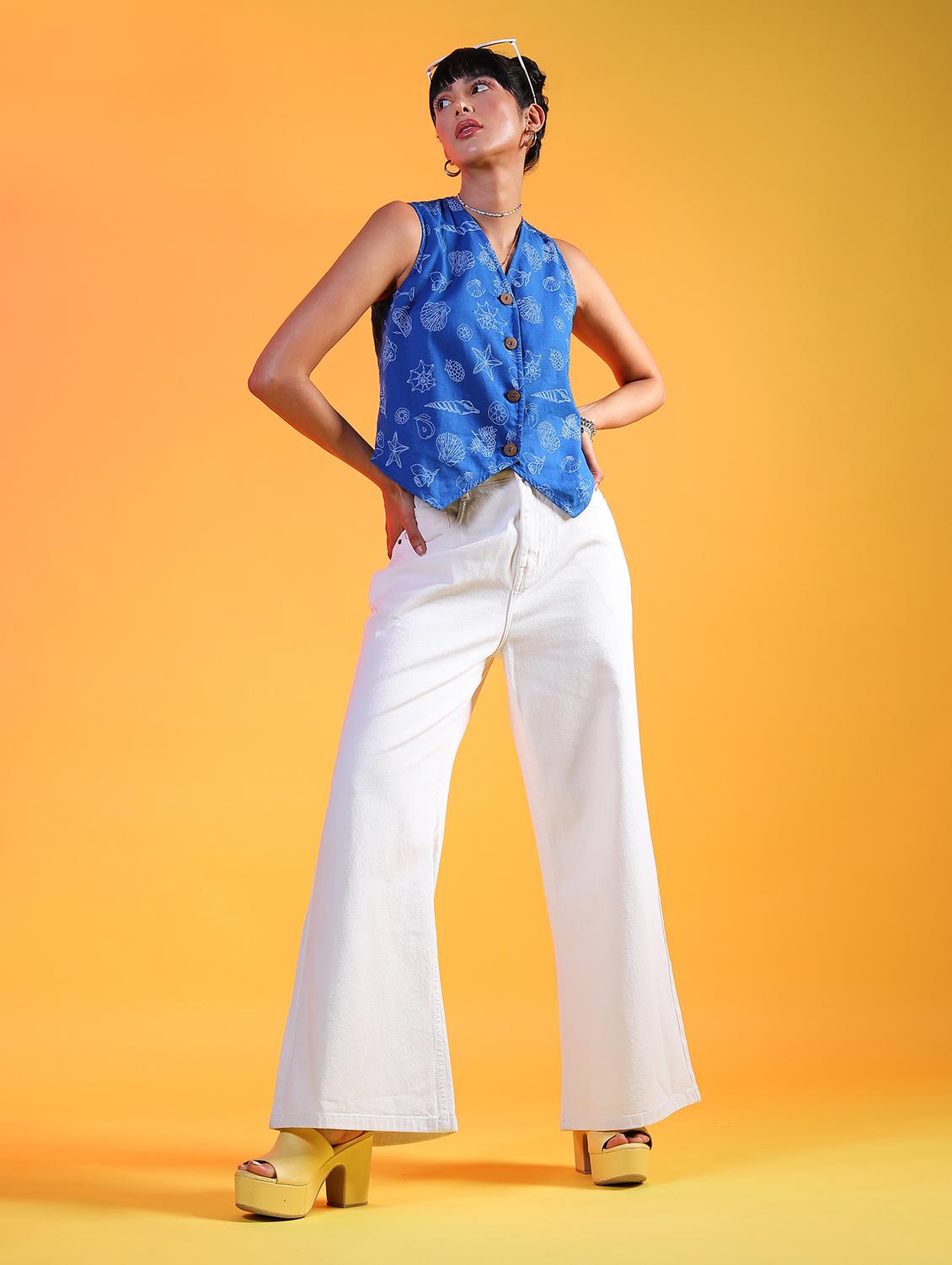 women white solid high rise full length jeans - 21725678 - Zoom Image - 0