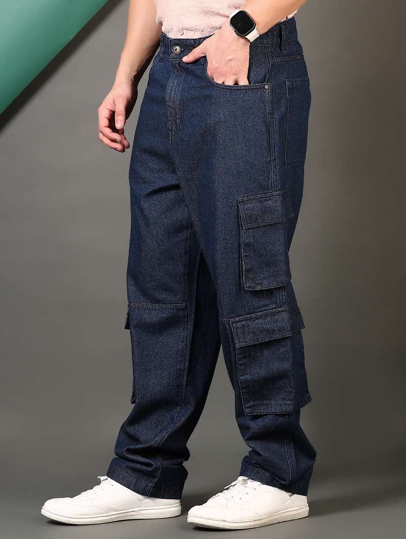 men solid mid rise denim cargo - 21725687 -  Standard Image - 2