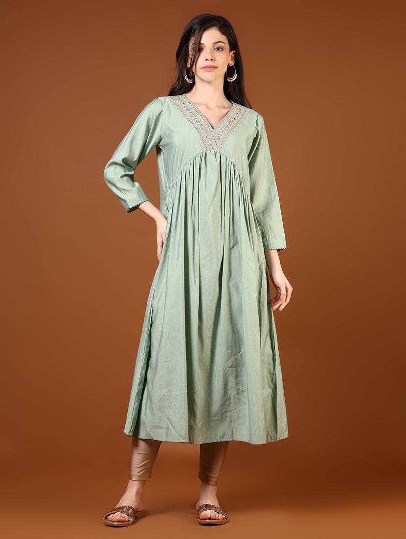 women self designed long sleeves flared kurta - 21725693 - Zoom Image - 0