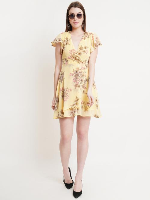 women floral print overlap neck a-line dress - 21725800 -  Standard Image - 0