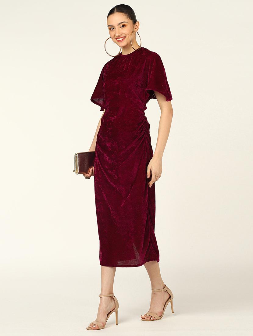 women solid ruffled sleeves bodycon dress - 21725810 - Zoom Image - 0