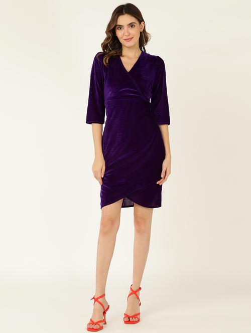 women solid overlap neck bodycon dress - 21725820 -  Standard Image - 0