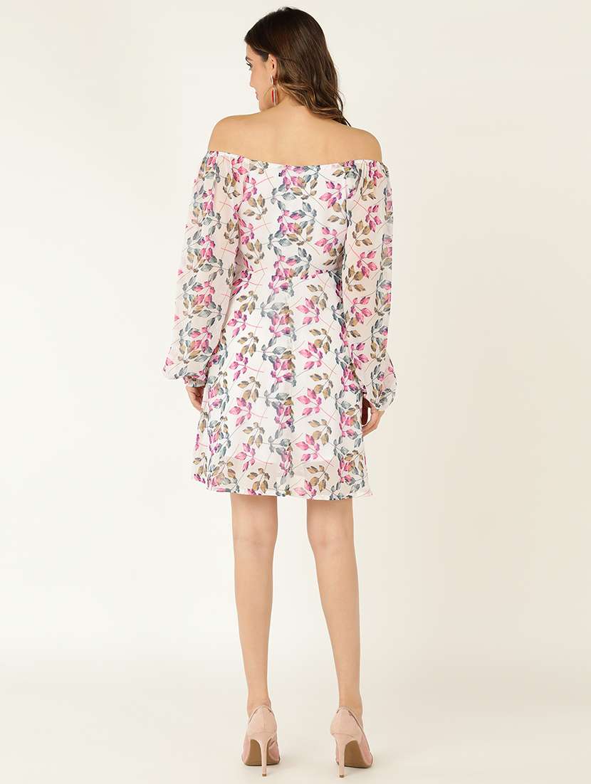 women printed off shoulder a-line dress - 21725841 -  Standard Image - 2