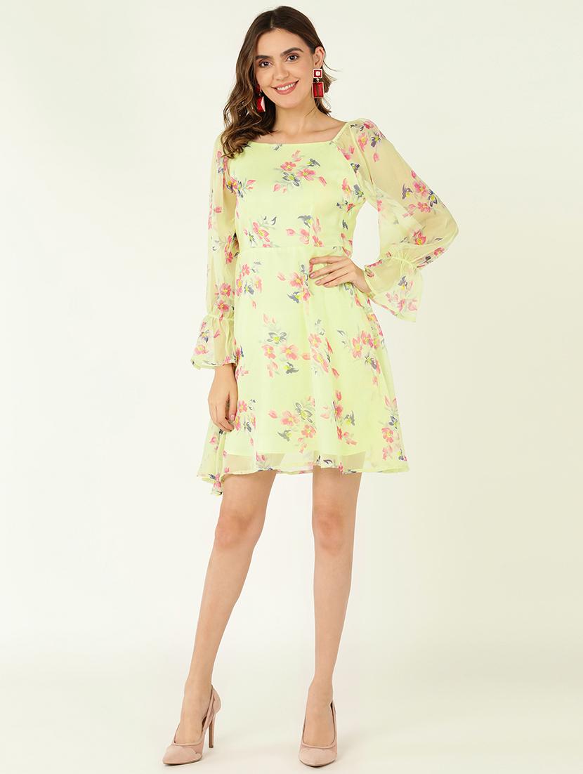 women floral print puff sleeves a-line dress - 21725843 - Zoom Image - 0