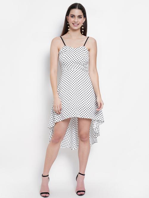 women polka doted shoulder strap high low dress - 21725857 - Standard Image - 0