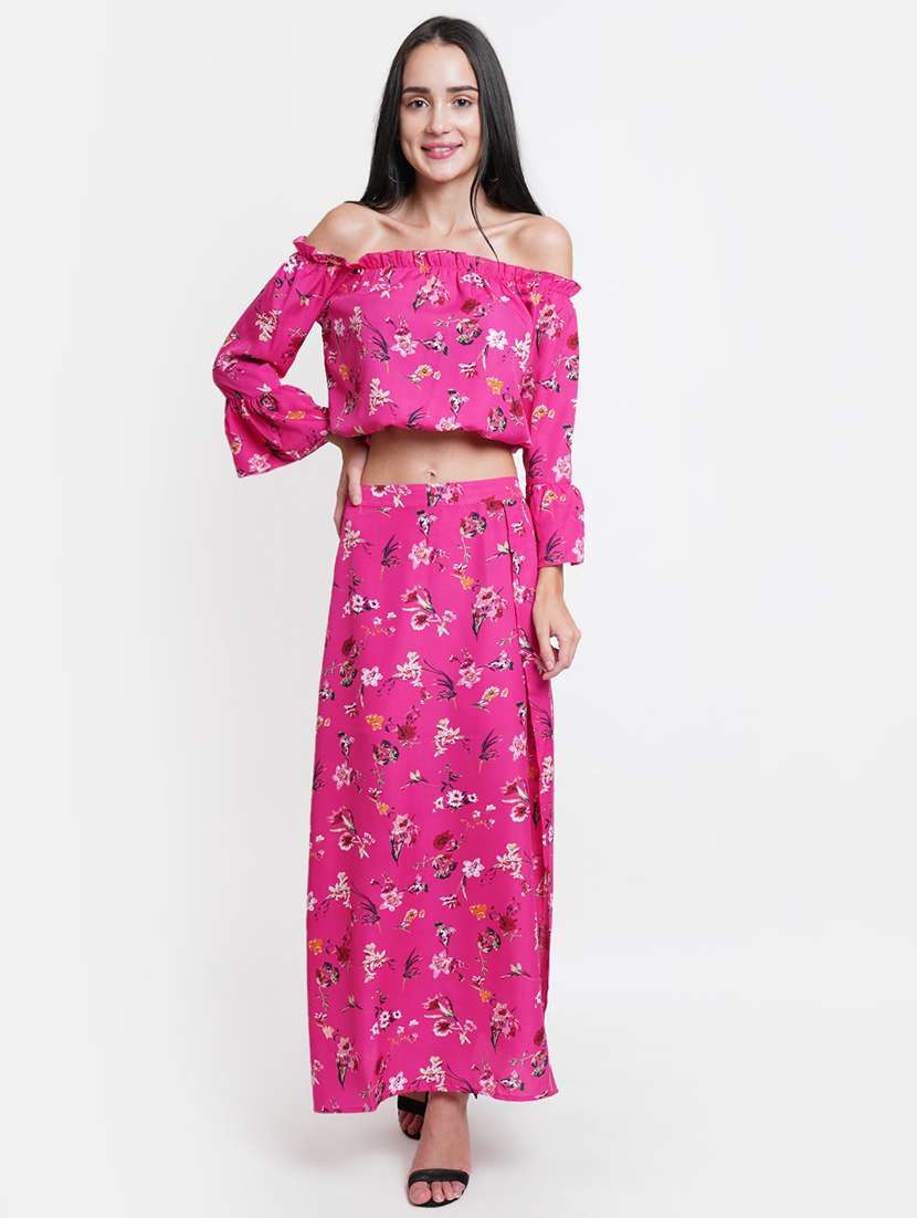 women floral print top and skirt co-ord set