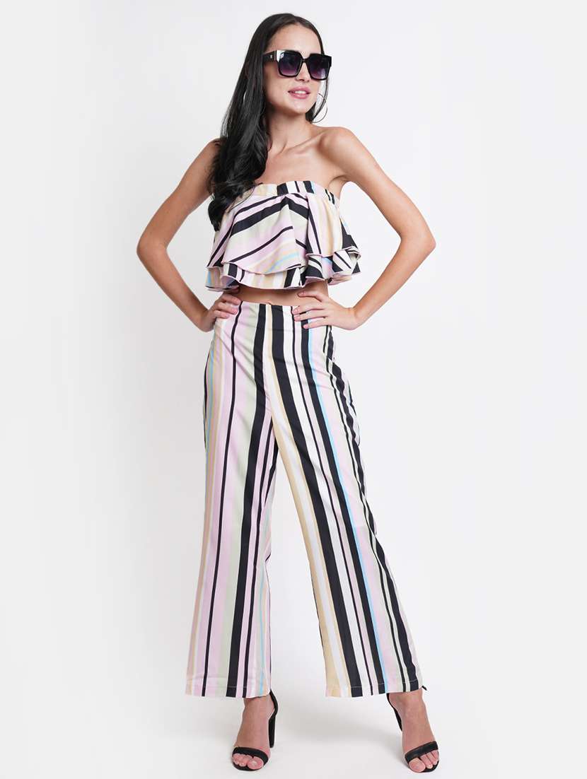 women striped top and trouser co-ord set