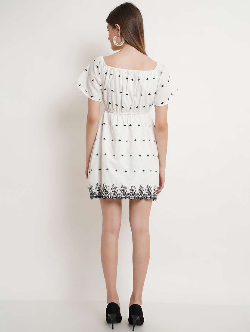 women embroidered short sleeves a-line dress - 21725877 - Standard Image - 2