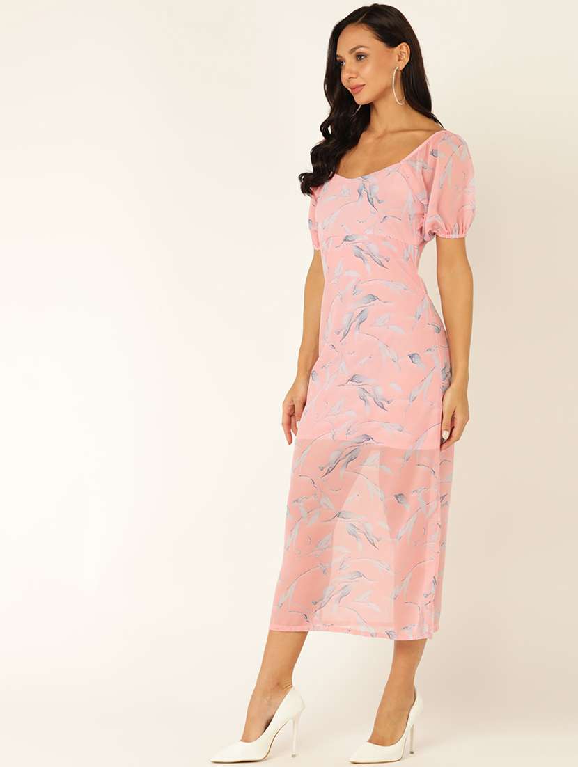 women printed puff sleeves a-line dress - 21725898 -  Standard Image - 2