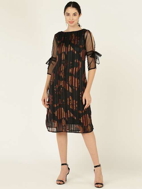 women printed round neck a-line dress - 21725899 -  Standard Image - 0