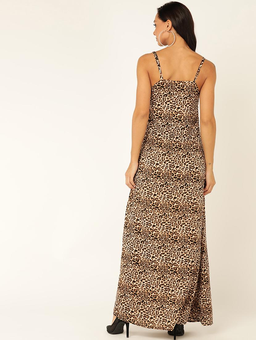 women animal print cowl neck a-line dress - 21725915 - Standard Image - 2