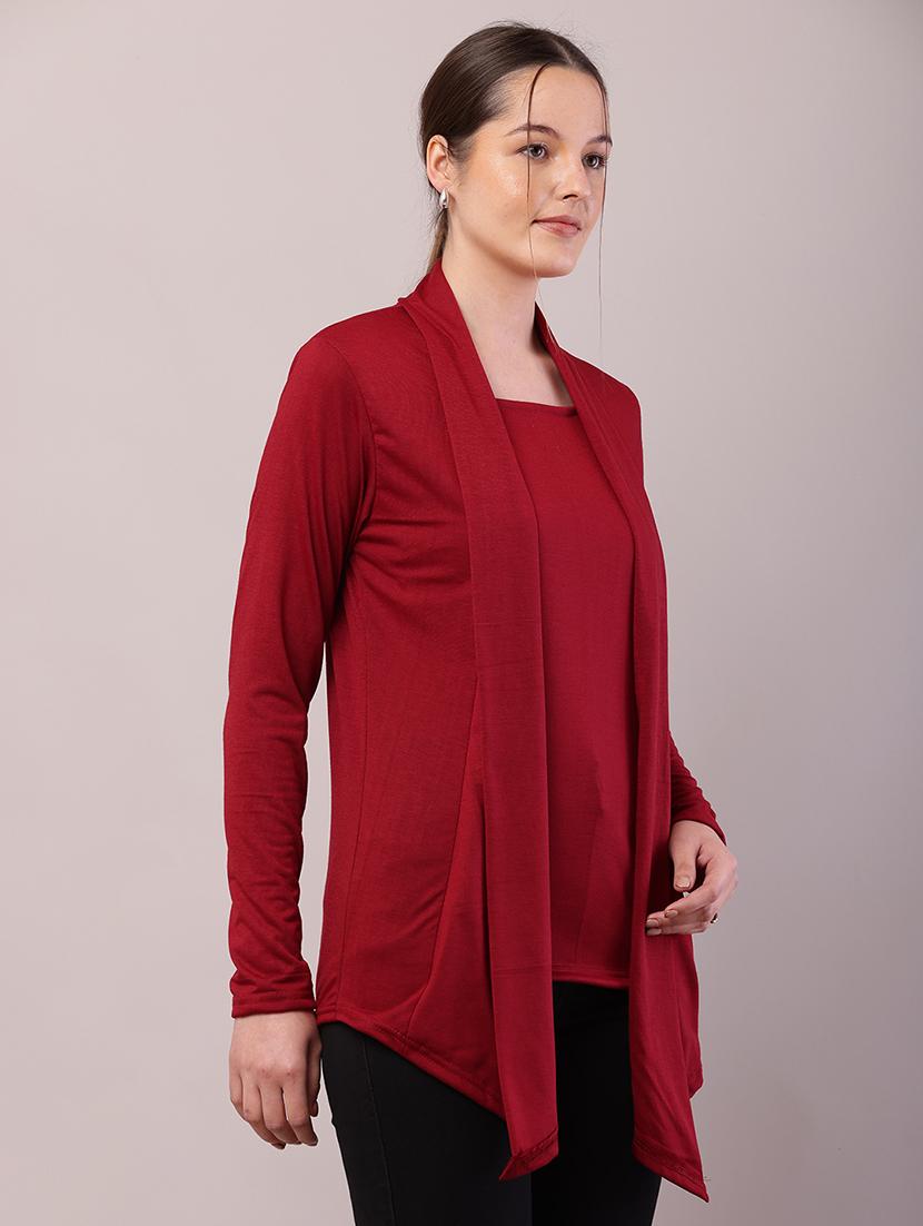 women solid asymmetric shrug - 21726448 - Standard Image - 2