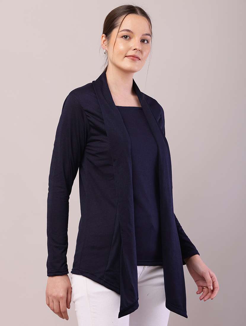 women solid asymmetric shrug - 21726450 -  Standard Image - 2