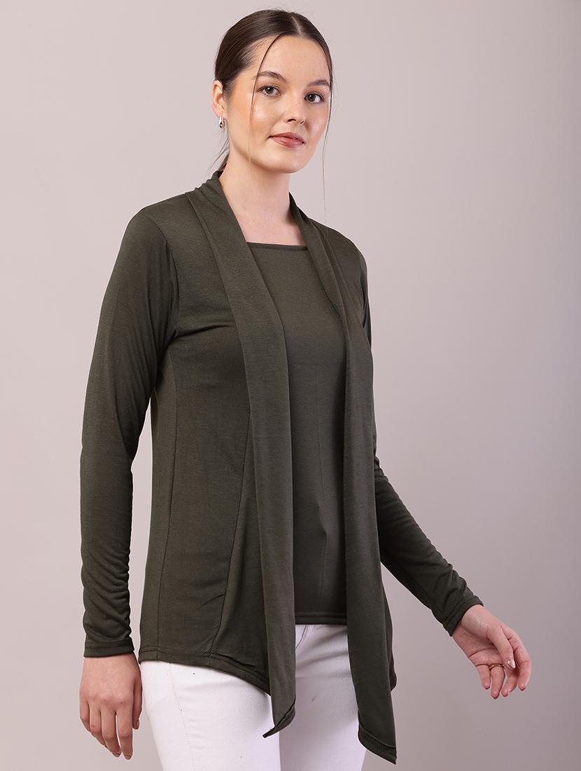 women solid asymmetric shrug - 21726451 - Standard Image - 2