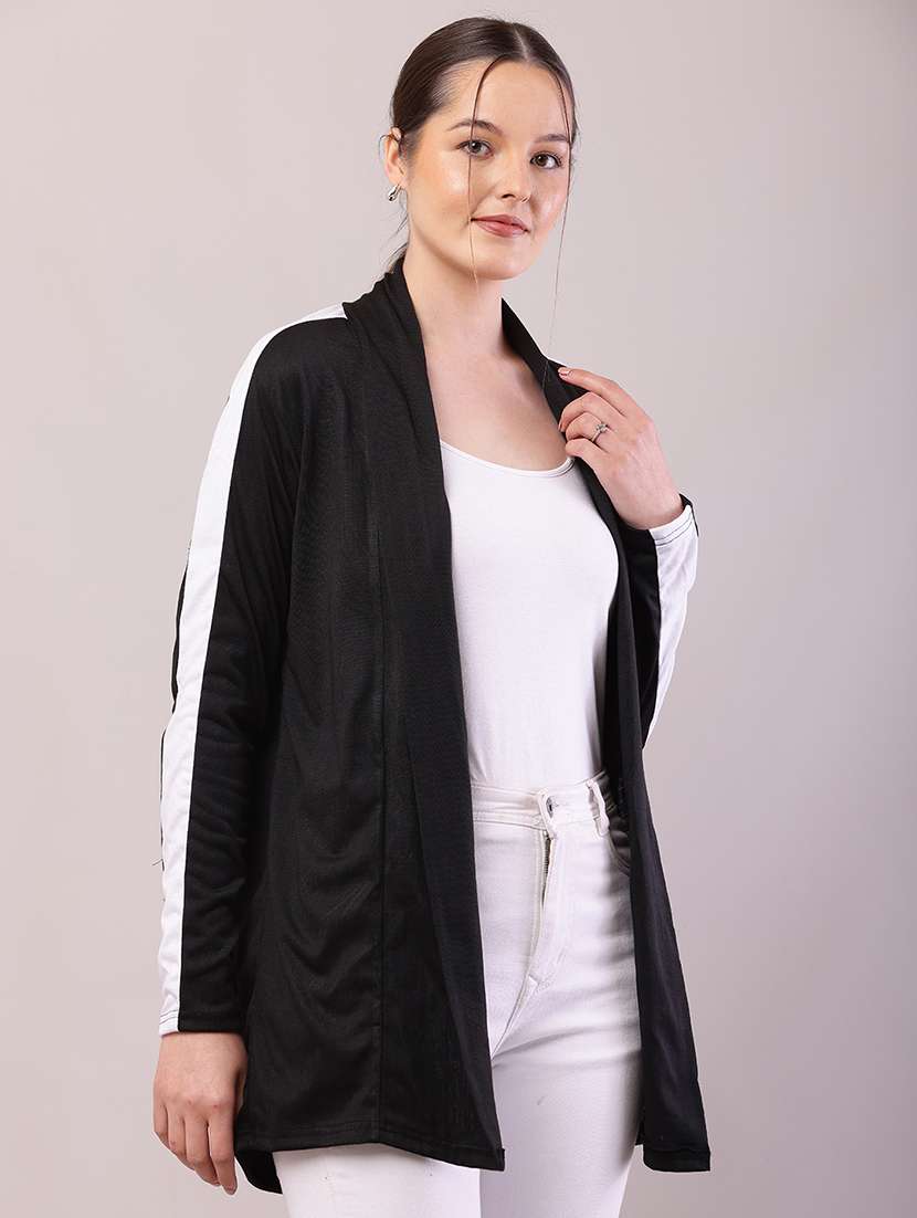 women color block long sleeve shrug - 21726454 -  Standard Image - 2