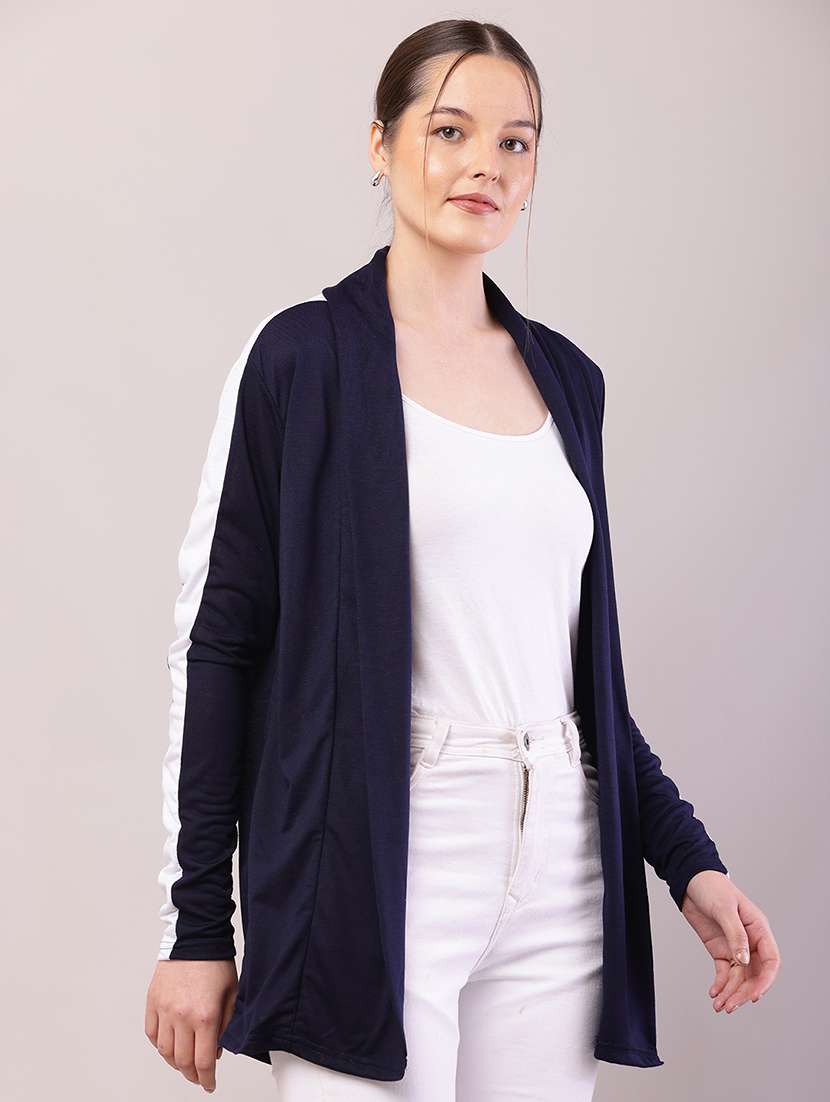 women color block long sleeve shrug - 21726458 -  Standard Image - 2