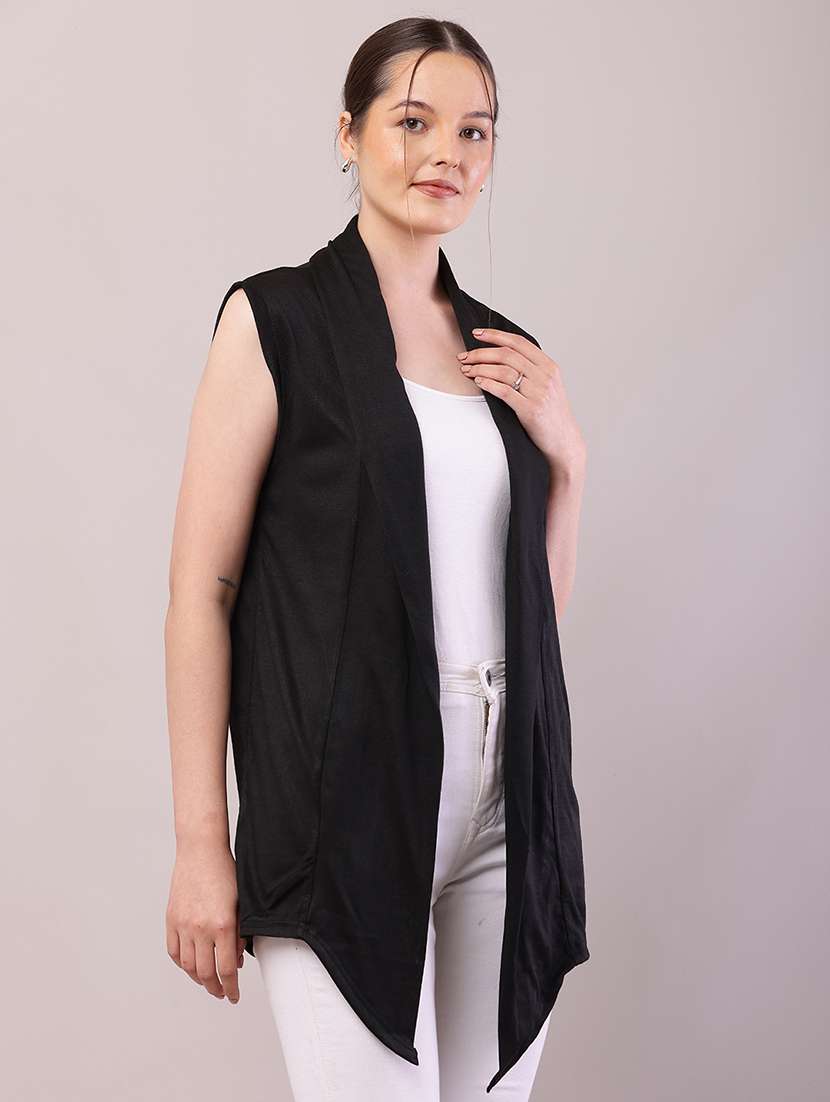 women solid asymmetric shrug - 21726461 -  Standard Image - 2