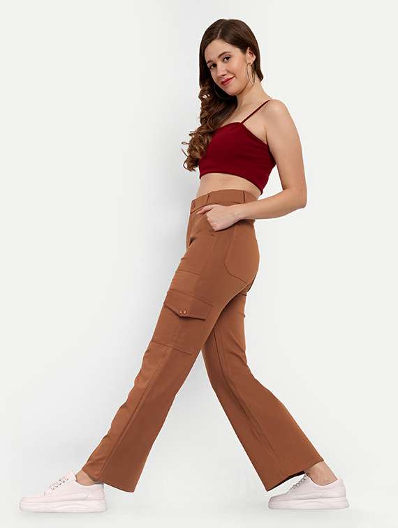 women solid high rise cargo - 21726745 - Standard Image - 2