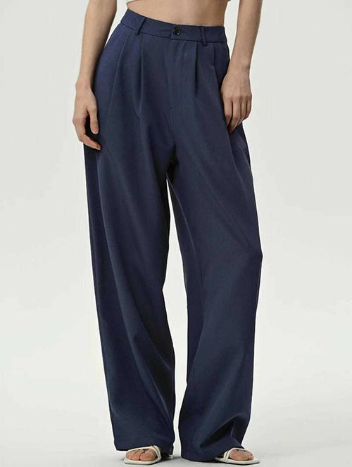 women solid high rise korean pants - 21727102 - Standard Image - 0