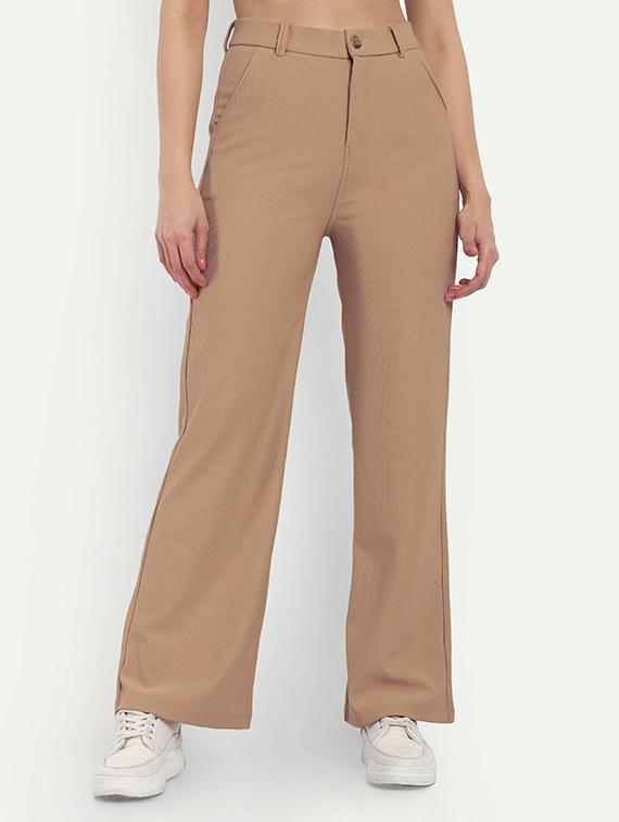 women solid high rise bootcut trouser - 21727333 -  Zoom Image - 0