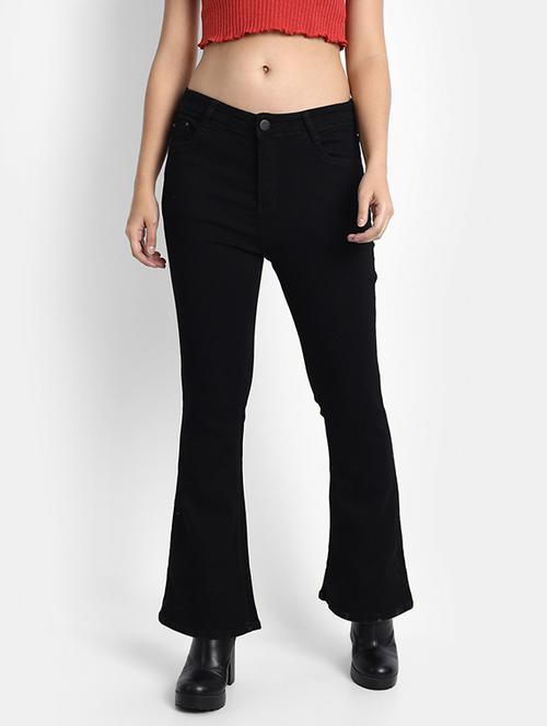 women solid low rise bootcut jeans - 21727626 - Standard Image - 0