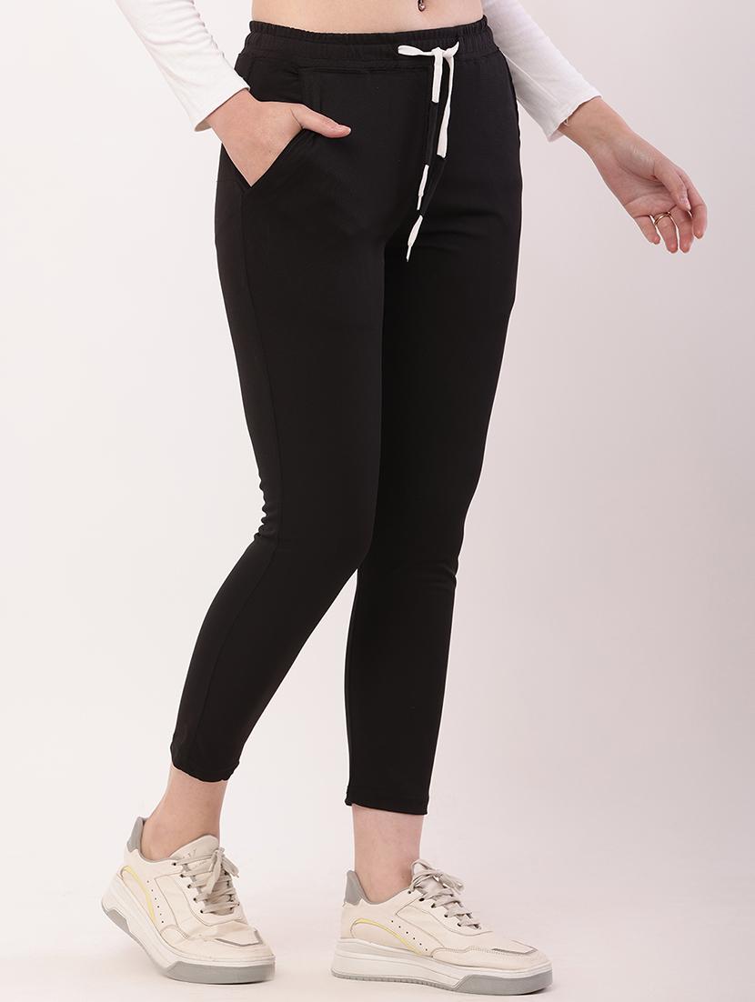 women solid mid rise track pant - 21727978 - Standard Image - 2