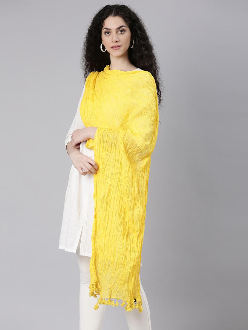 women yellow solid dupatta - 21727995 - Standard Image - 2