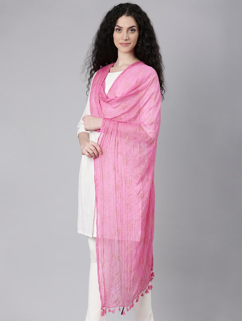 women pink embellished dupatta - 21727996 - Standard Image - 2
