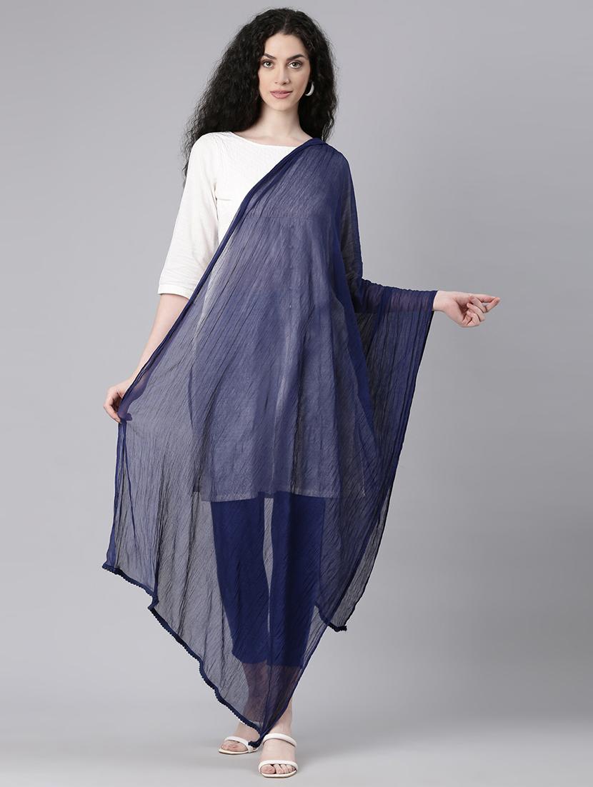 women blue solid dupatta - 21727998 -  Zoom Image - 0