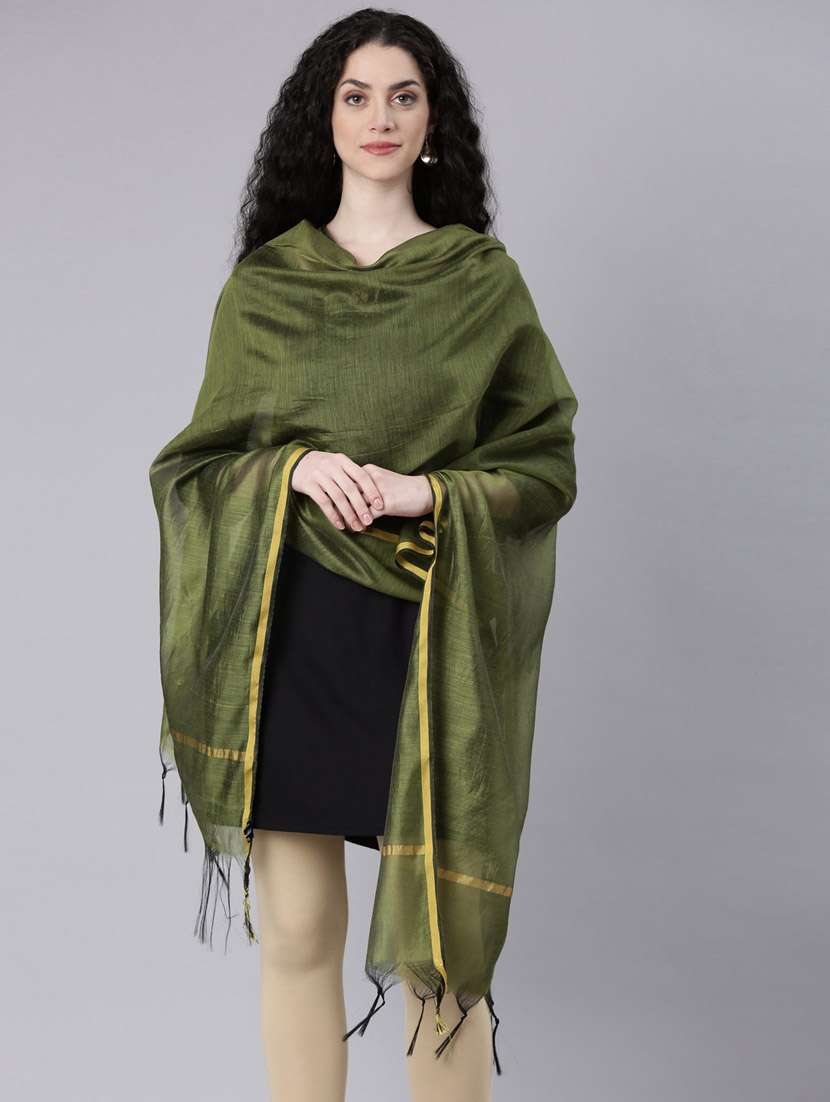 women olive solid dupatta - 21728020 - Zoom Image - 0