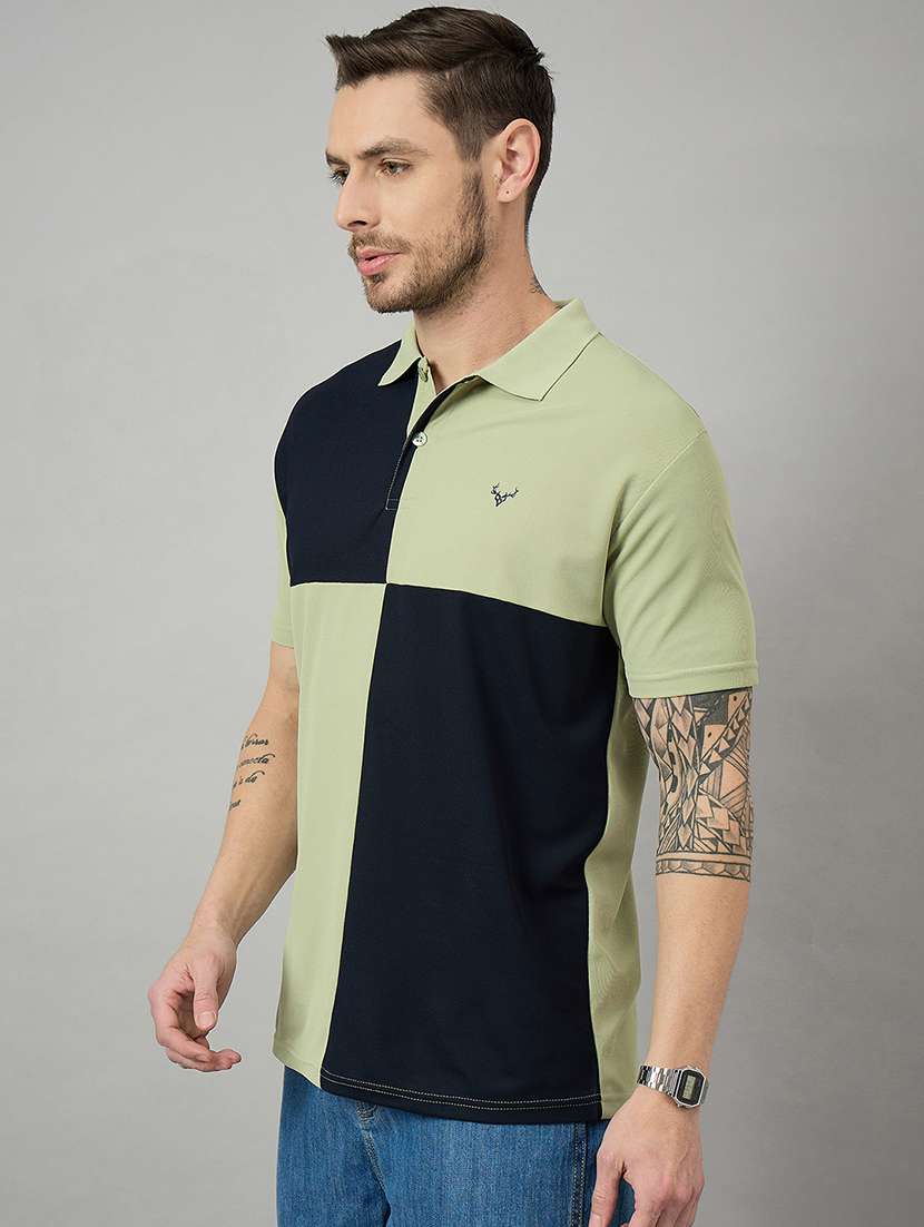 men short sleeves color block polo t-shirt