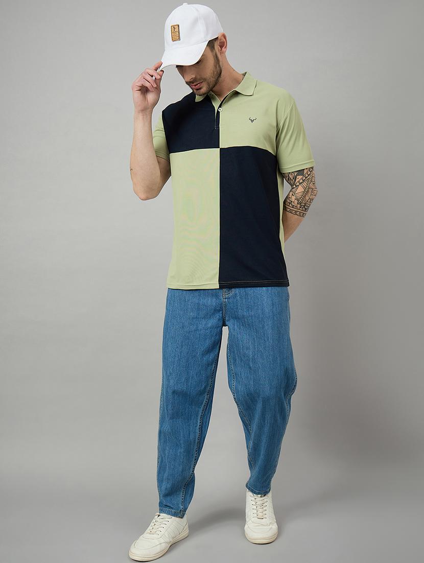 men short sleeves color block polo t-shirt - 21728061 - Standard Image - 2
