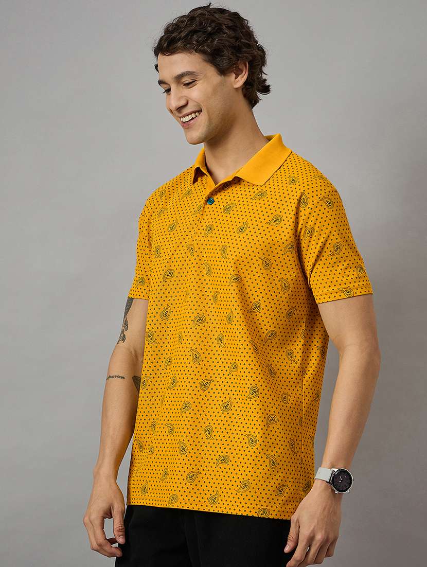 men short sleeves printed polo t-shirt