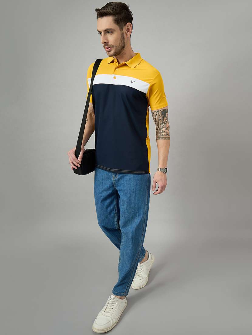 men short sleeves color block polo t-shirt - 21728078 -  Standard Image - 2