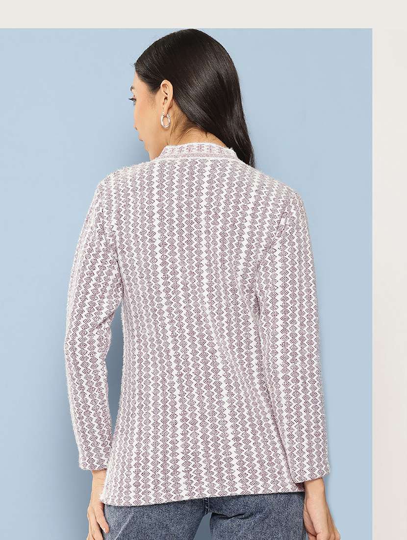 women long sleeves self design cardigan - 21728096 -  Standard Image - 2