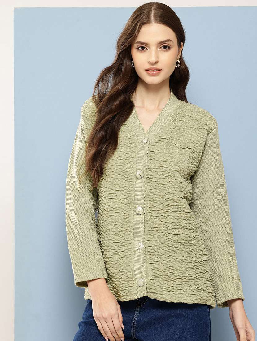 women long sleeves solid cardigan - 21728097 -  Zoom Image - 0