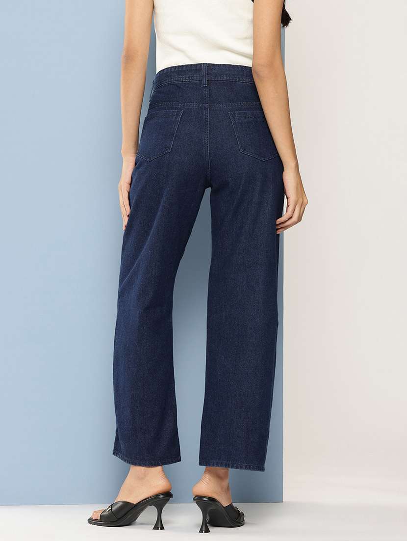 women solid high rise straight fit jean - 21728111 -  Standard Image - 2