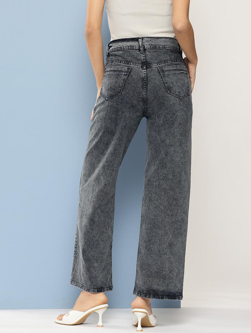 women solid high rise straight fit jean - 21728115 - Standard Image - 2