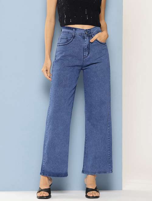 women solid high rise straight fit jean - 21728116 - Standard Image - 0