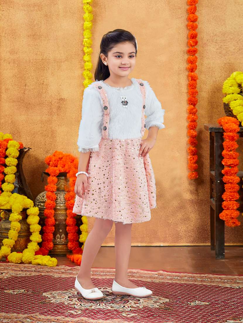 girls embellished round neck frock - 21728124 -  Standard Image - 2