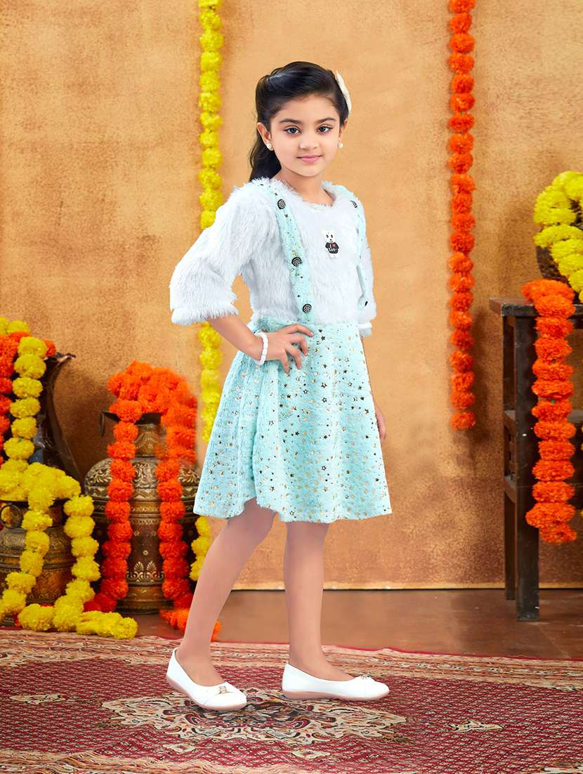 girls embellished round neck frock - 21728125 -  Standard Image - 2