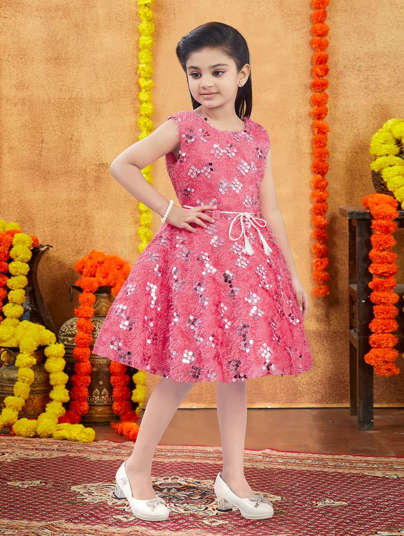 girls embellished round neck frock - 21728130 -  Standard Image - 2