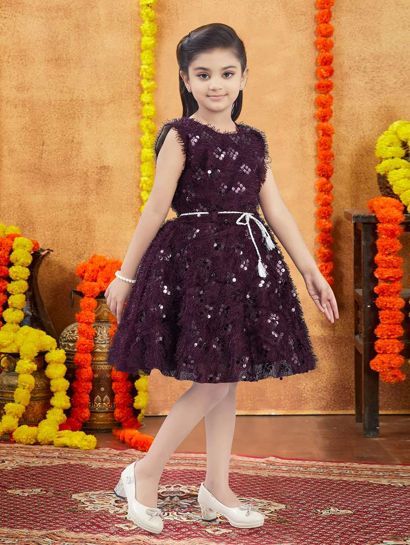 girls embellished round neck frock - 21728131 -  Standard Image - 2